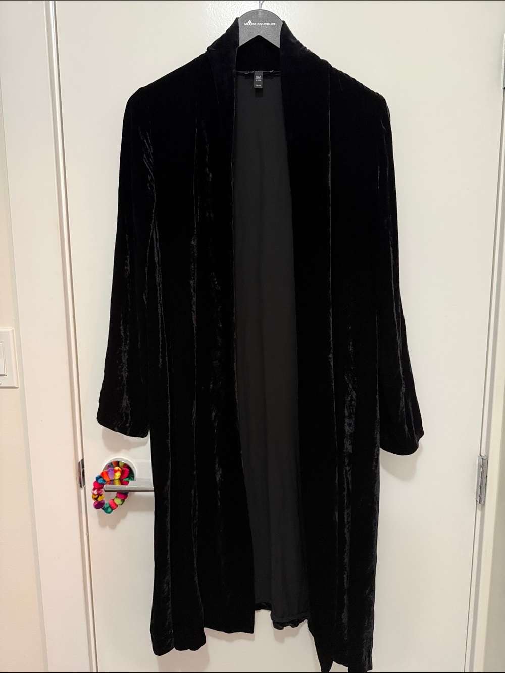 Eileen Fisher Black Velvet Open-Front Petite Cardigan